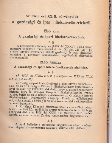 1898. évi szövetkezeti törvény