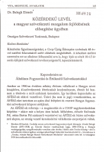 Dr. Balogh Elemér közérdekű levele a magyar szövetkezeti mozgalom fejlődésének elősegítése ügyében 1. oldal